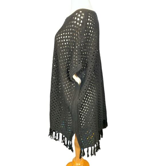 Tommy Bahama Beach Pancho NWT Black Swimsuit Cover Up 100% Cotton Small Tassel - Picture 4 of 12